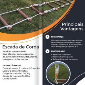 escada de corda para barragem