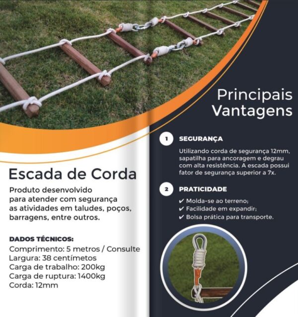 escada de corda para barragem